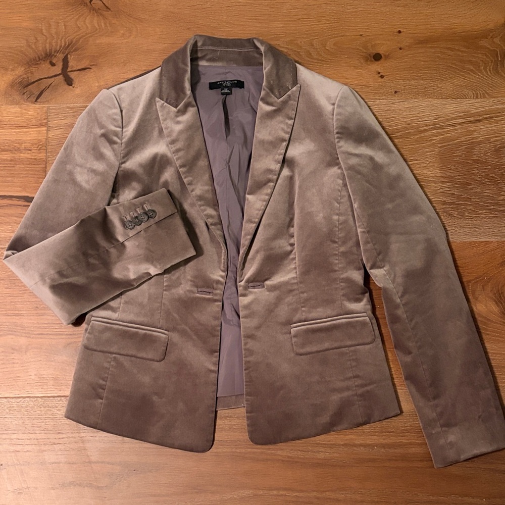 Ann Taylor Taupe Velvet Blazer